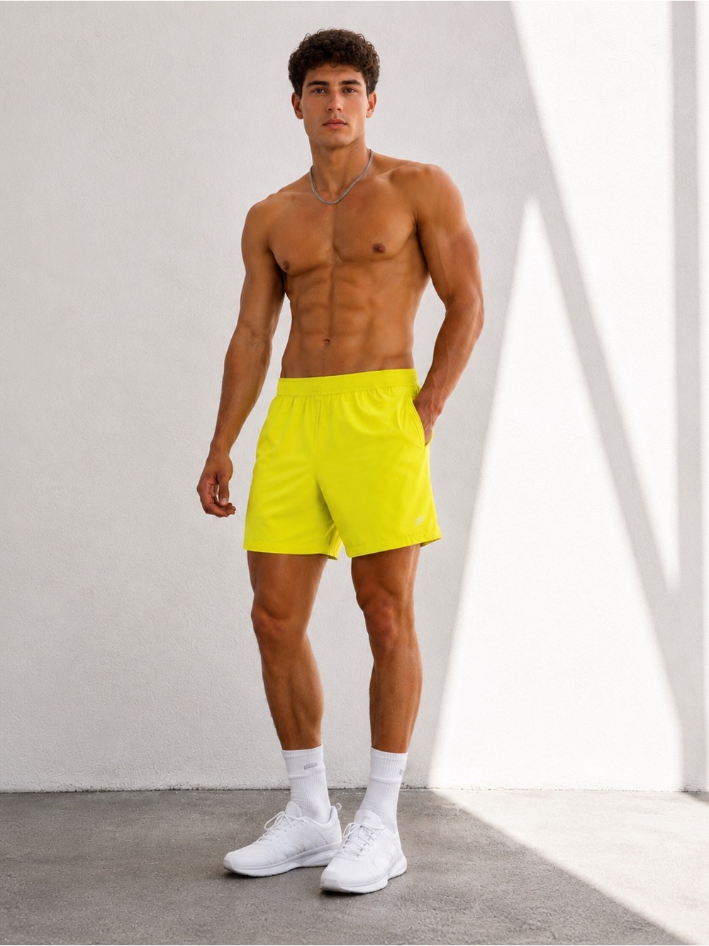 Fabletics Fundamental Shorts XL Neon Yellow 7” Gym Running Athletic Men’s